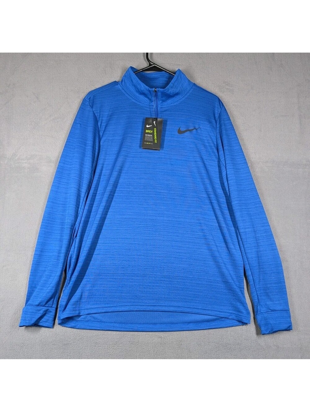 Nike Mens Medium Blue Dri Fit Quarter Zip Pullover Training Athletic Stretch NWT